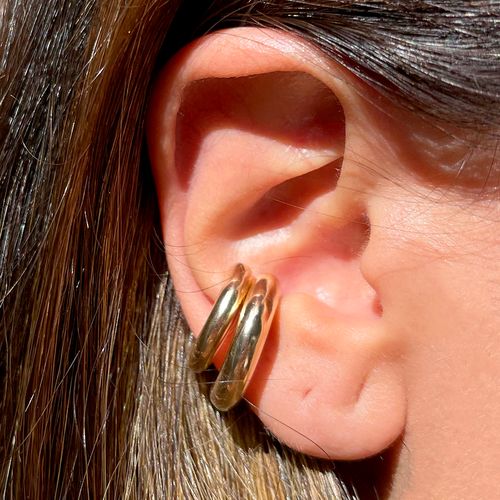 Brinco folheado liso piercing ear hook kit c/2 (p/g)