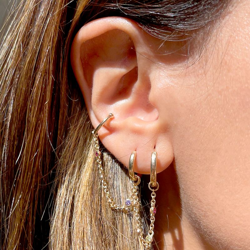 Brinco-Ear-Chain-Cristal-Turmalina-Rosa-Banho-de-Ouro-18K