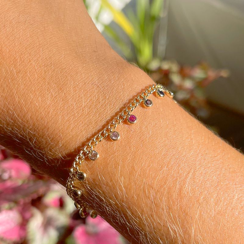 Pulseira-Bolinhas-Cristal-Safira-Banho-de-Ouro-18K-