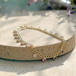 Pulseira-Bolinhas-Cristal-Safira-Banho-de-Ouro-18K-