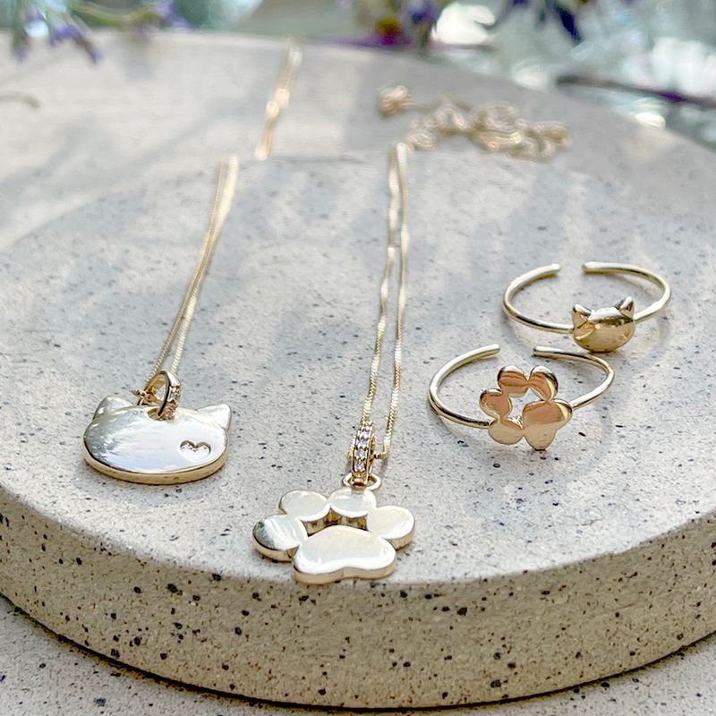 Anel-Liso-Medalha-Gato-Banho-de-Ouro-18K