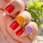 Anel-de-Dedinho-Resina-Redondo-Laranja-Banho-de-Ouro-18K
