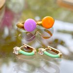 Anel-de-Dedinho-Resina-Redondo-Laranja-Banho-de-Ouro-18K