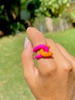 ANEL-ESMALTE-RESINA-ENTRELACADO-ENCAIXE--LARANJA-ROSA-