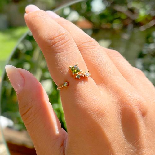 Anel cristal peridoto cristal opala zirconia champagne formas aro19