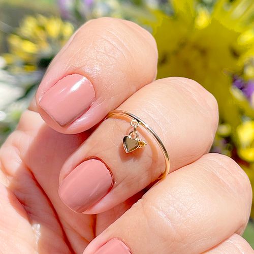 Anel zirconia laranja coração pendurado (promoção 50%) aro17