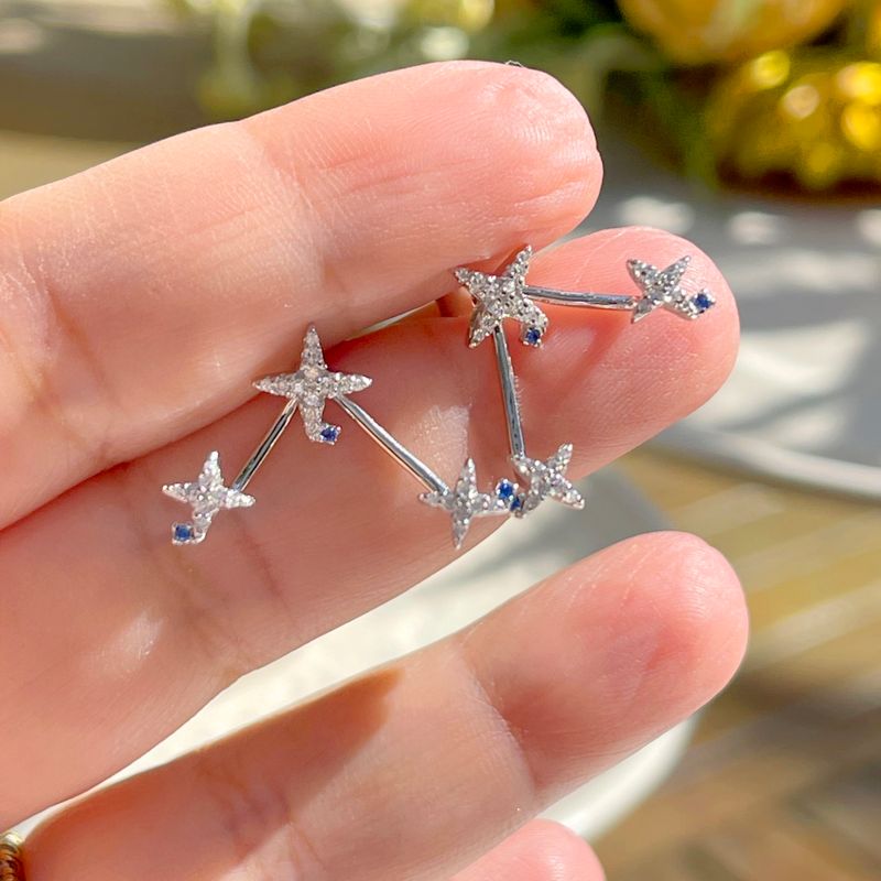 Brinco-Ear-Jacket-Estrelas-Zirconia-Azul-escuro-Prata-925