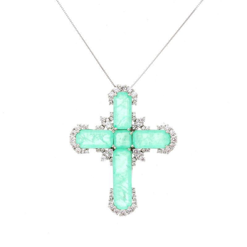 COLAR-FUSION-ESMERALDA-COLOMBIANA-ZIRCONIA-BRANCA-CRUZ-CRAVEJADA-51CM