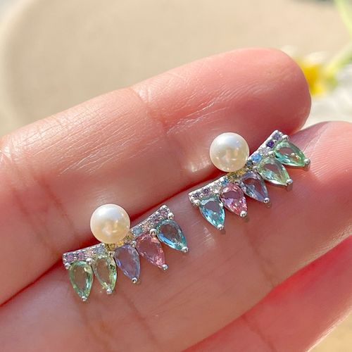 Brinco cristal ametista verde cortina prata 925