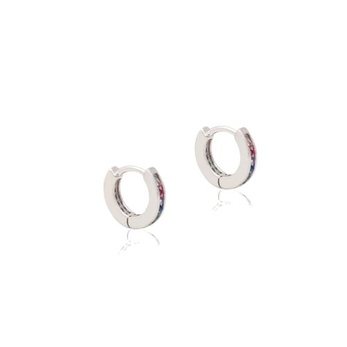 Brinco zirconia colorida argola 10mm