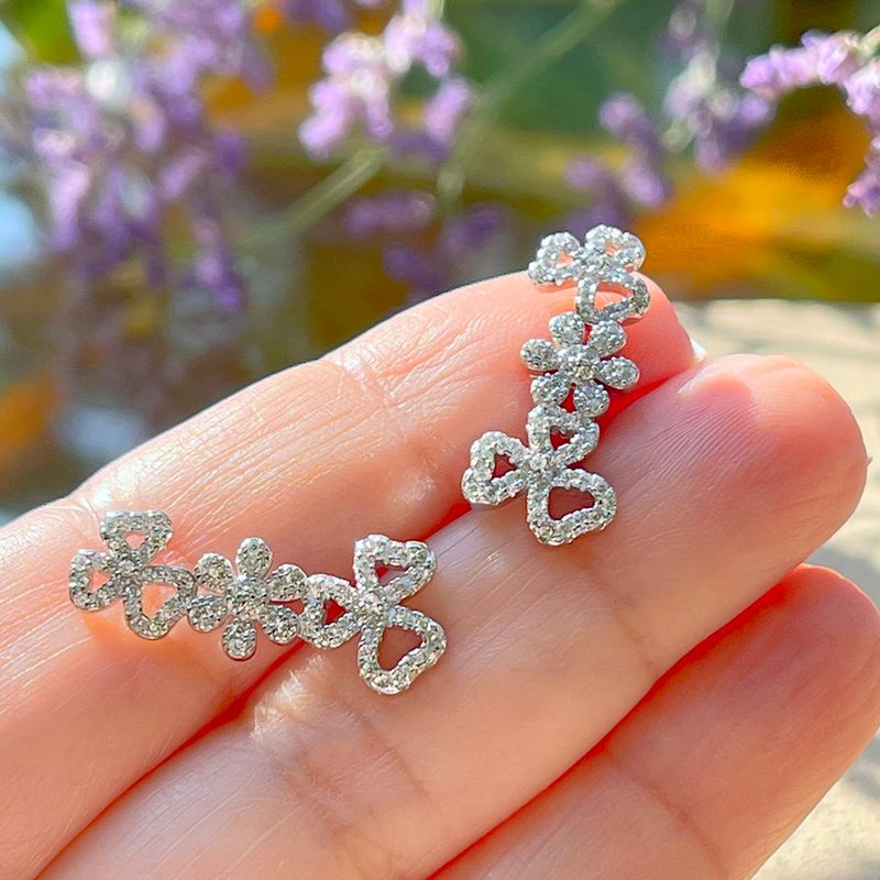 Brinco-Flores-Zirconia-Branca-Prata-925