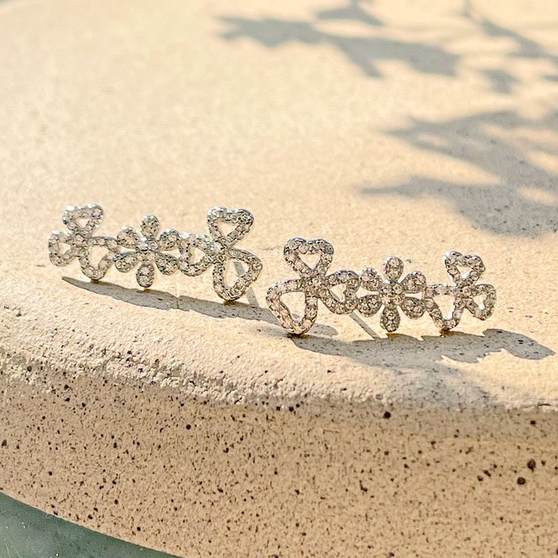 Brinco-Flores-Zirconia-Branca-Prata-925