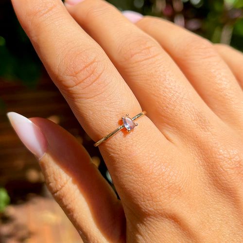 Anel cristal ametista gota aro12