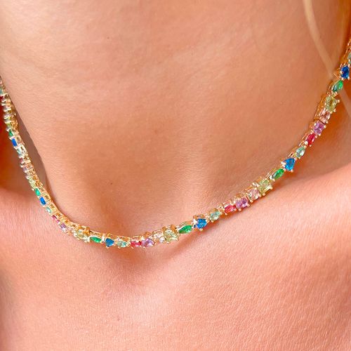 Colar cristal safira cristal esmeralda cristal ametista verde formas 40cm (promoção 50%)