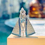 Colar-Nossa-Senhora-Aparecida-Zirconia-Azul-Banho-de-Rodio-Branco