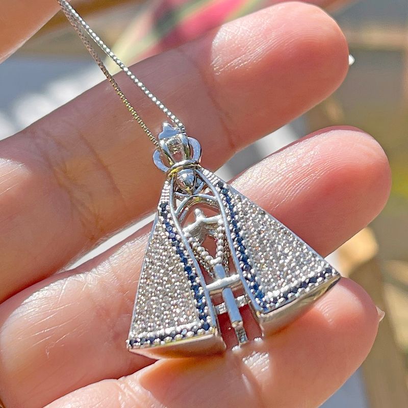 Colar-Nossa-Senhora-Aparecida-Zirconia-Azul-Banho-de-Rodio-Branco