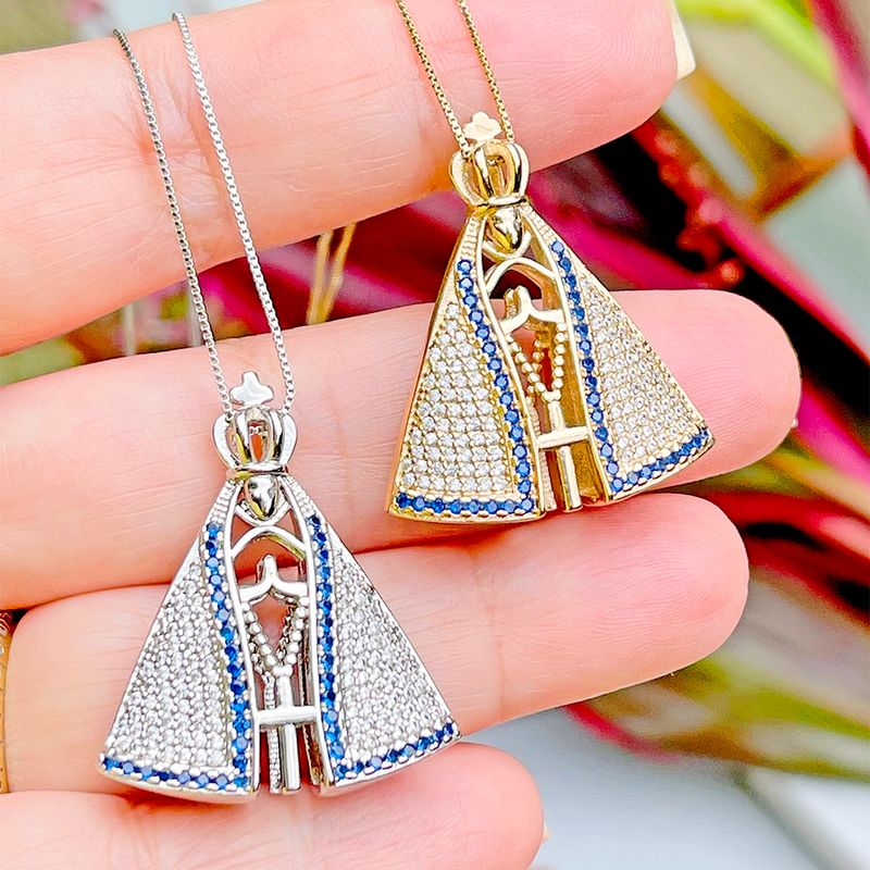Colar-Nossa-Senhora-Aparecida-Zirconia-Azul-Banho-de-Rodio-Branco