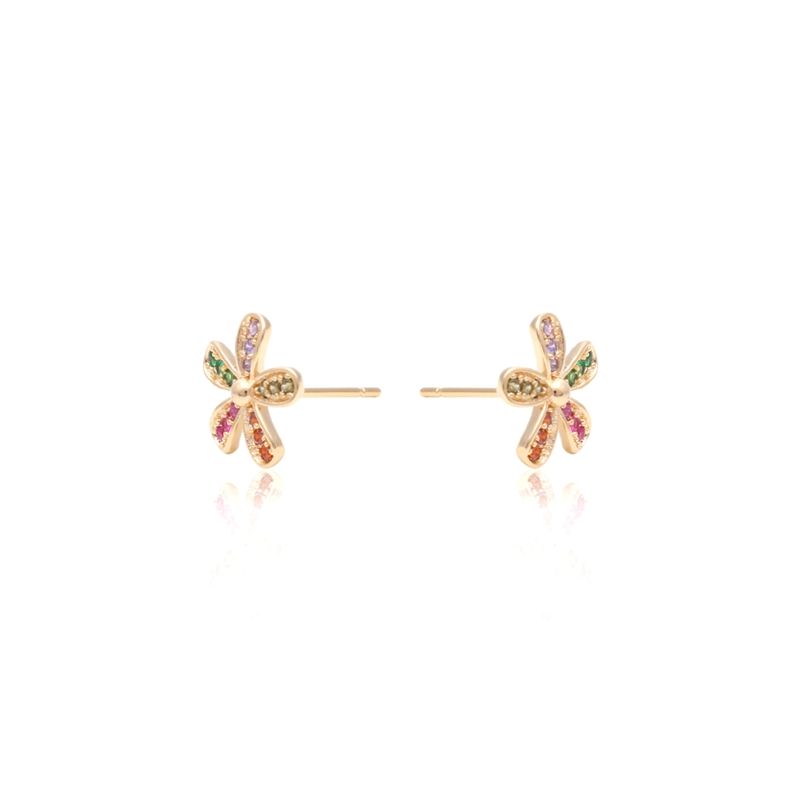Brinco-Floral-Zirconia-Colorida-Banho-de-Ouro-18K
