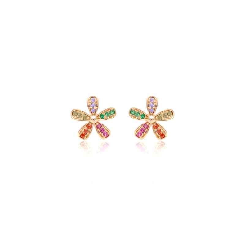 Brinco-Floral-Zirconia-Colorida-Banho-de-Ouro-18K