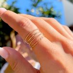 Anel-Liso-Kit-C-4---Gomos-Entrelacado-Bolinhas-Liso--Banho-de-Ouro-18K