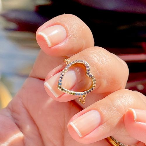 Anel zirconia colorida coração vazado aro17 (super promoção)