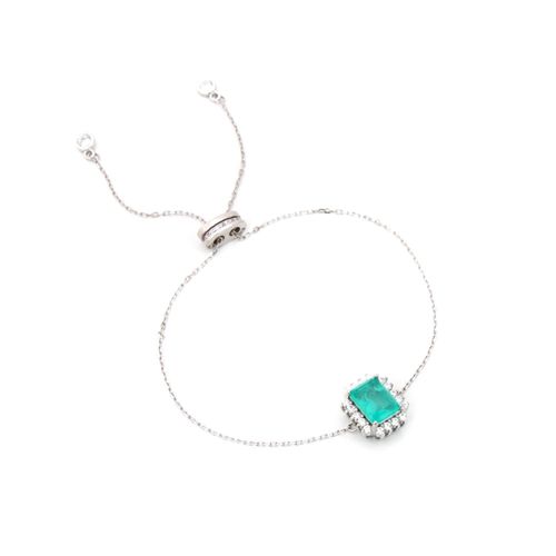 Pulseira Fusion Turmalina Retangular Cravejado Em Garras