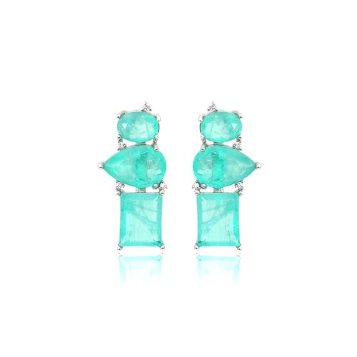 Brinco ear cuff fusion turmalina formas prata 925