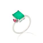 Anel-Fusion-Esmeralda-Retangular-Prata-925