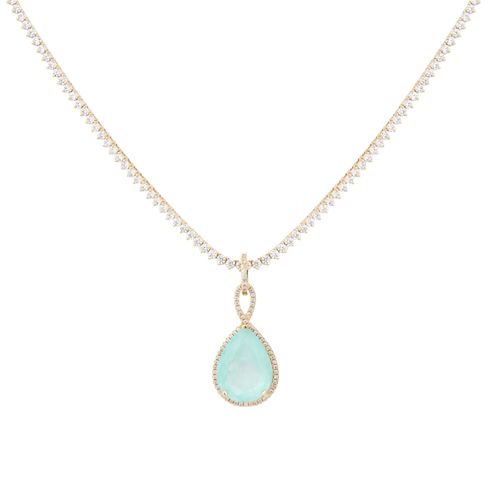 Colar fusion turmalina light zirconia branca gota infinito 42cm