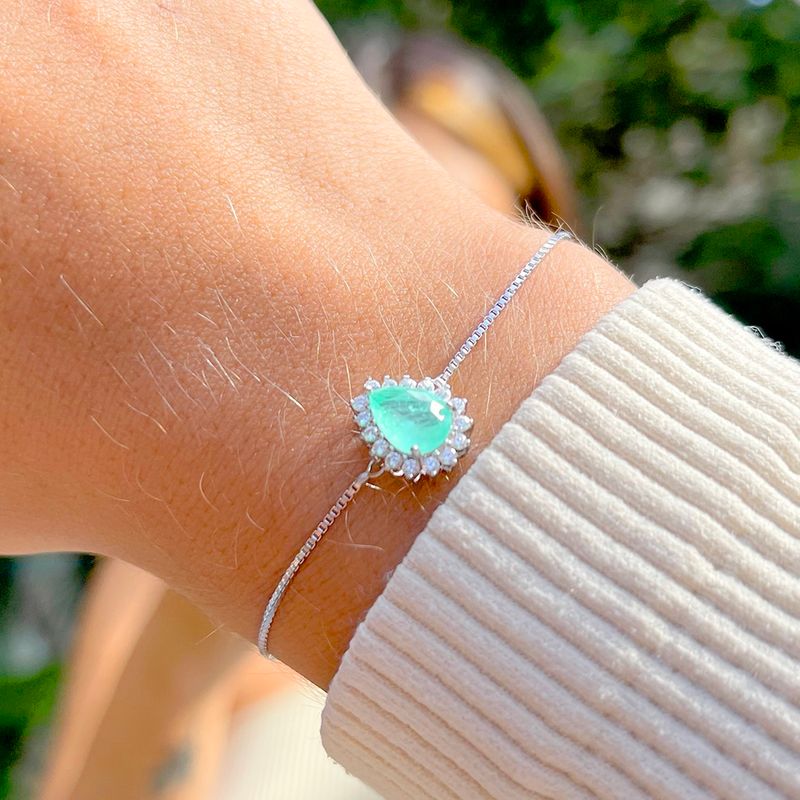 Pulseira-Gota-Cravejado-Fusion-Esmeralda-Colombiana-Prata-925