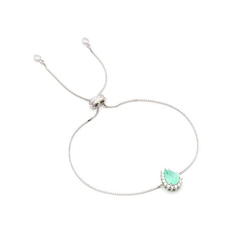 Pulseira gota cravejado fusion esmeralda colombiana prata 925