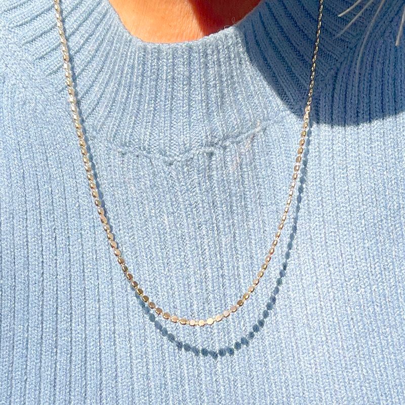 Colar-Pequeno-Liso-Malha-Bolinha-Banho-de-Ouro-18K