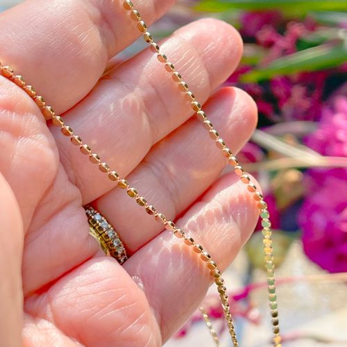 Colar Longo Malha Média Bolinhas 80cm Banho de Ouro 18K (promoção 50%)