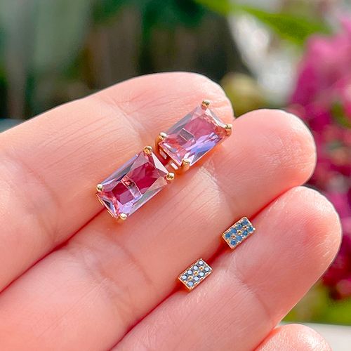 Kit de Brincos Cristal Ametista Banho de Ouro 18K (promoção 50%)