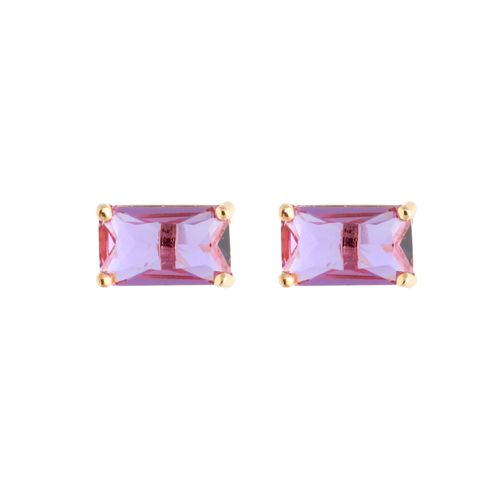 Kit de Brincos Cristal Ametista Banho de Ouro 18K (promoção 50%)