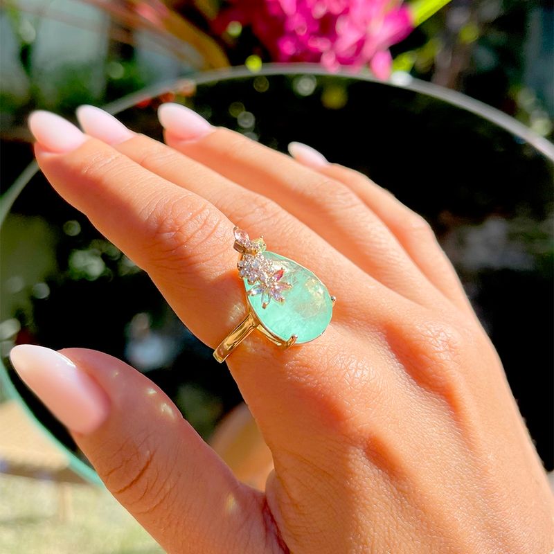 Anel-Gota-Jardim-Fusion-Esmeralda-Colombiana-Banho-de-Ouro-18K