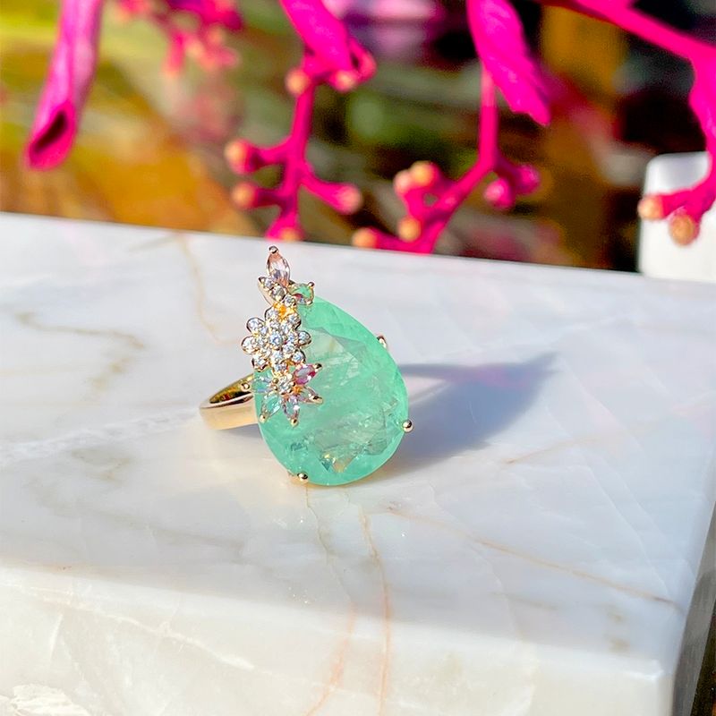Anel-Gota-Jardim-Fusion-Esmeralda-Colombiana-Banho-de-Ouro-18K