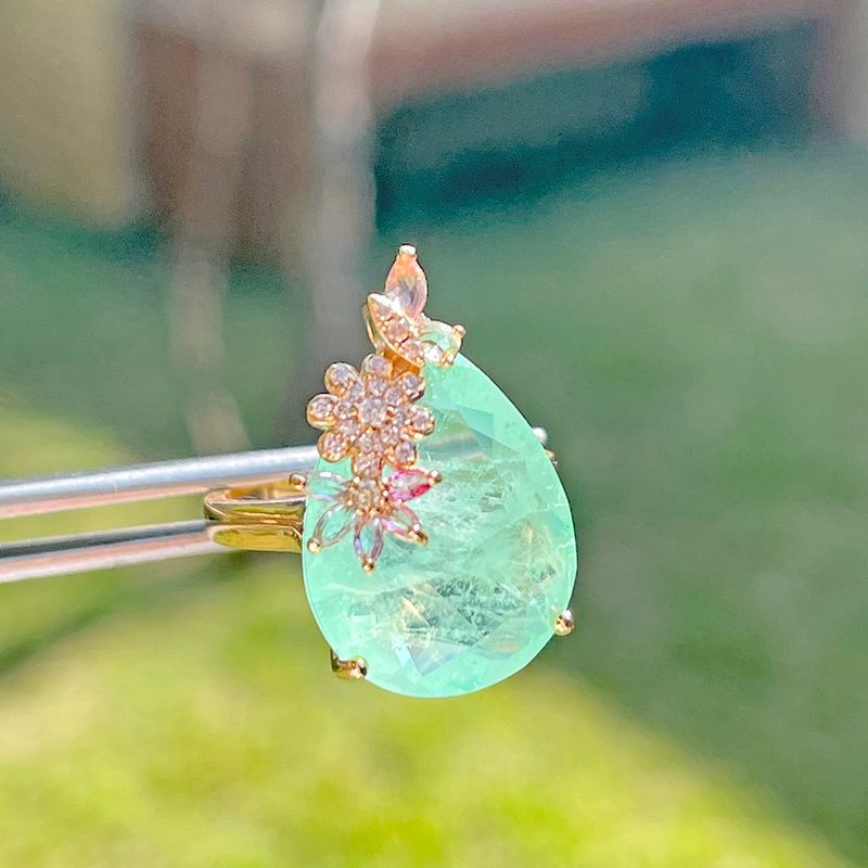 Anel-Gota-Jardim-Fusion-Esmeralda-Colombiana-Banho-de-Ouro-18K