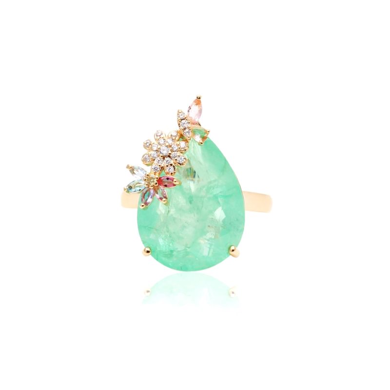 Anel-Gota-Jardim-Fusion-Esmeralda-Colombiana-Banho-de-Ouro-18K