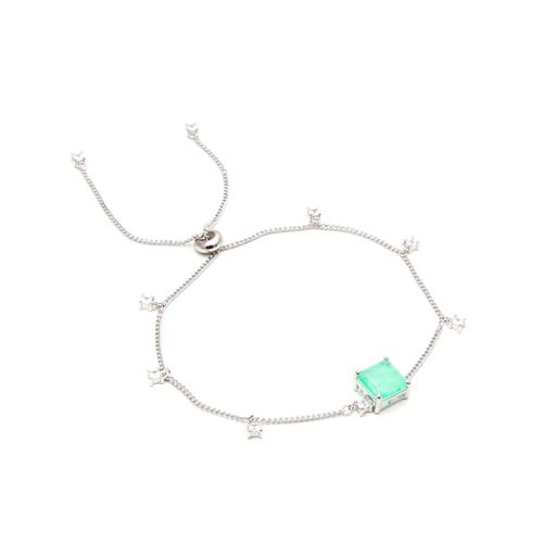 Pulseira quadrado fusion esmeralda colombiana prata 925