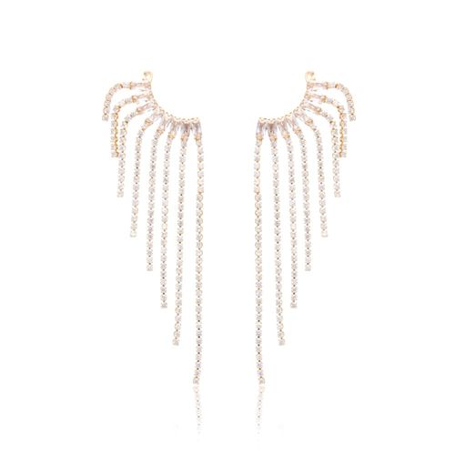 Brinco Ear Cuff Franja Festa Zircônia Branca Banho de Ouro 18K (super promoção)