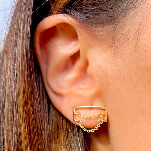 Brinco liso corrente banho de ouro 18k (super promoção)
