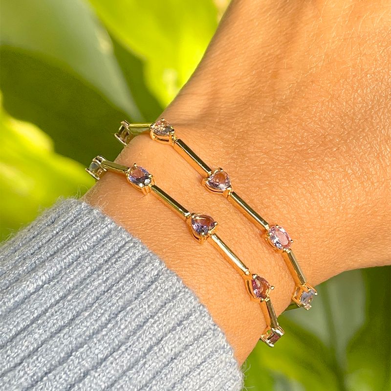 Pulseira-Cristal-Tanzanita-Formas-Banho-de-Ouro-18K