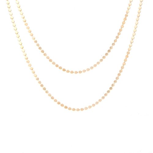 Colar Longo Malha Larga Bolinha 70cm Banho de Ouro 18K
