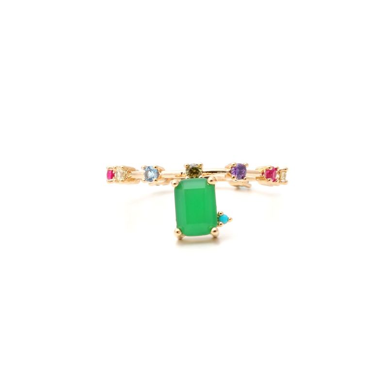 Anel-Cravejado-Gota-Retangulo-Cristal-Esmeralda-Banho-de-Ouro-18K
