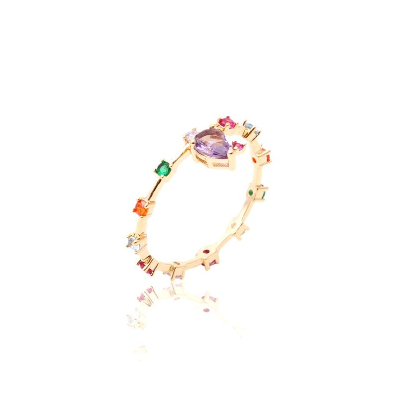 Anel-Cravejado-Gota-Retangulo-Cristal-Esmeralda-Banho-de-Ouro-18K