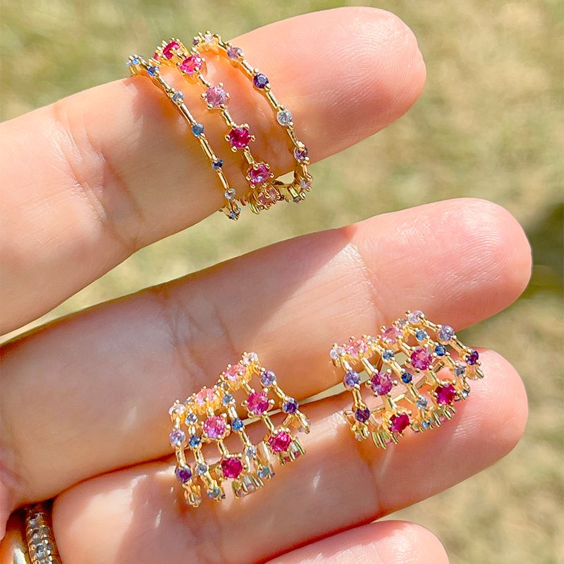Anel-Cravejado-Trio-Cristal-Turmalina-Rosa-Banho-de-Ouro-18K