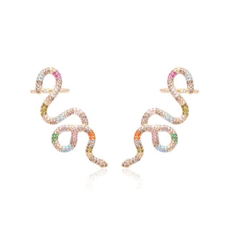 Brinco-Serpente-Zirconia-Colorida-Banho-de-Ouro-18K