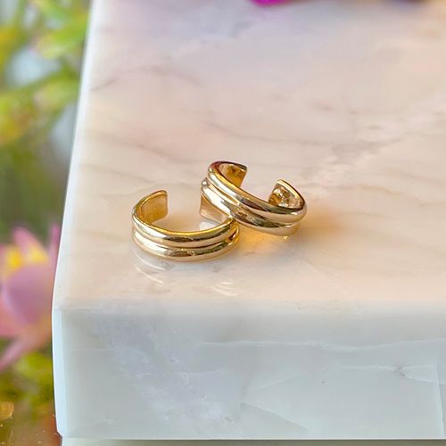 Piercing Liso Duas Linhas Banho de Ouro 18K (promoção 50%)