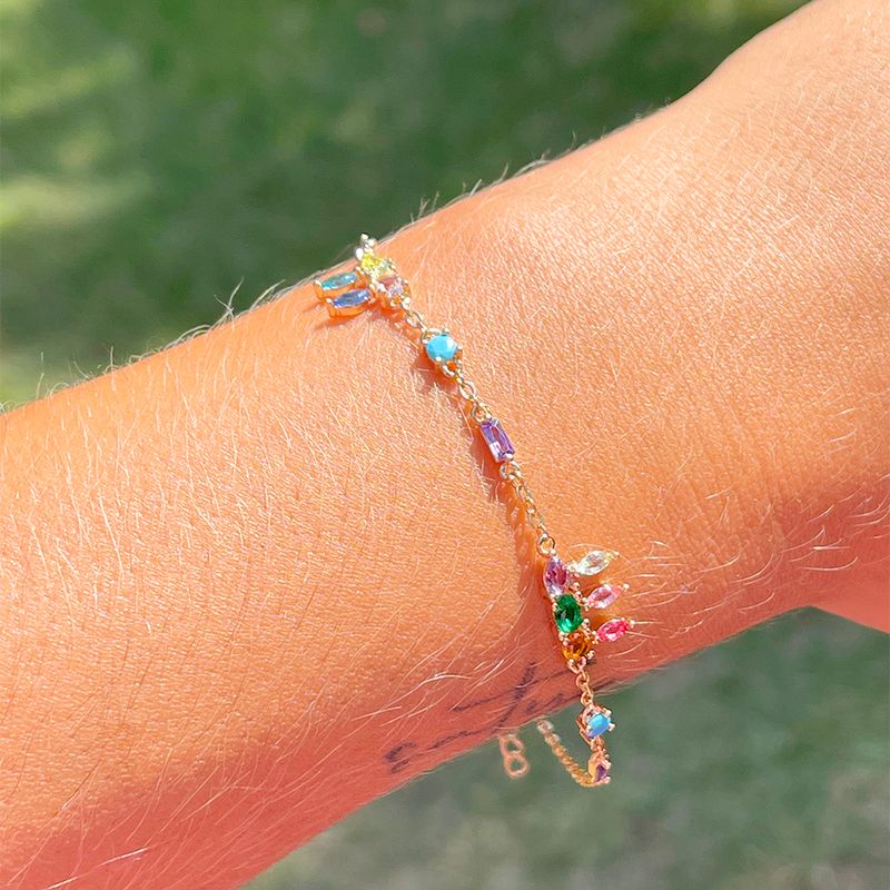 Pulseira-Nano-Turquesa-Formas-Banho-de-Ouro-18K